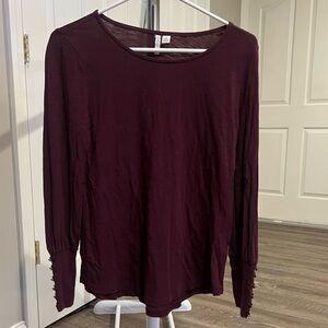 Cato Deep Burgundy Blouse with Buttoned Sleeves